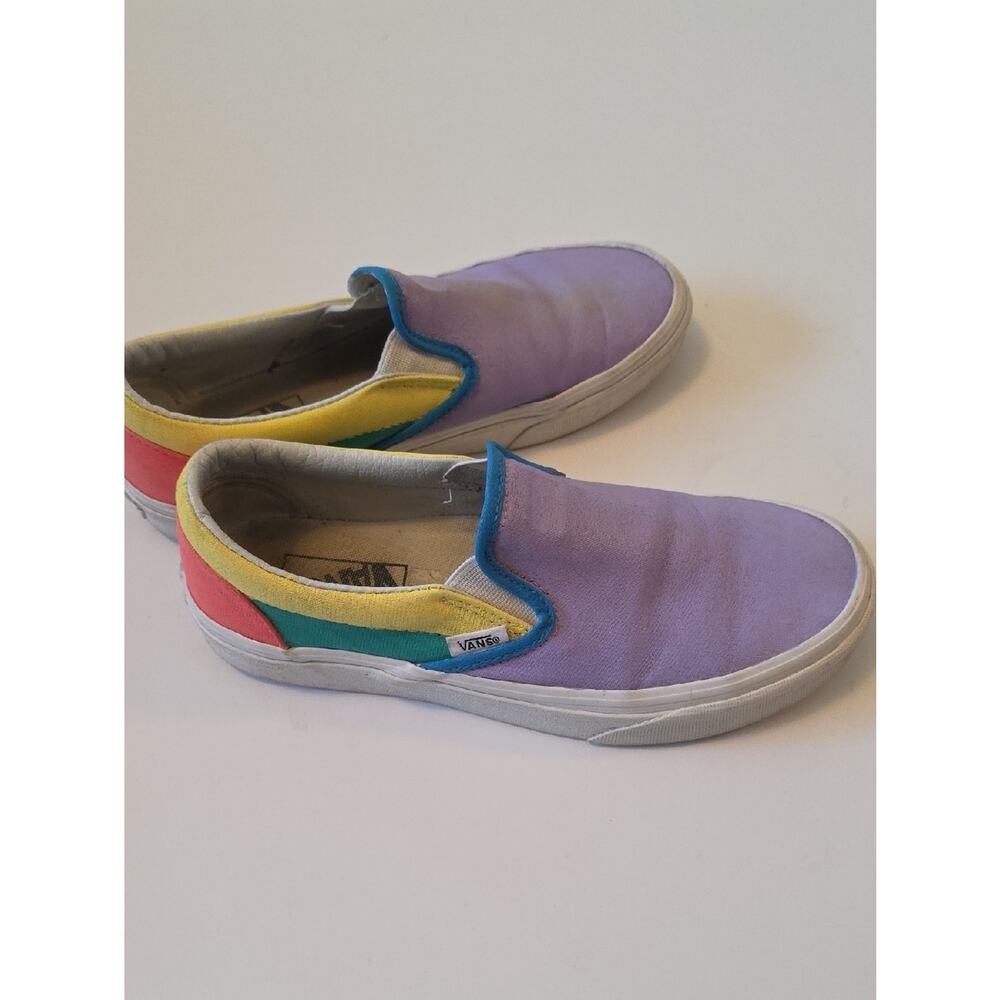Vans Slip-On Sneakers in Purple with Rainbow Accents Womens 7 Unisex Custom